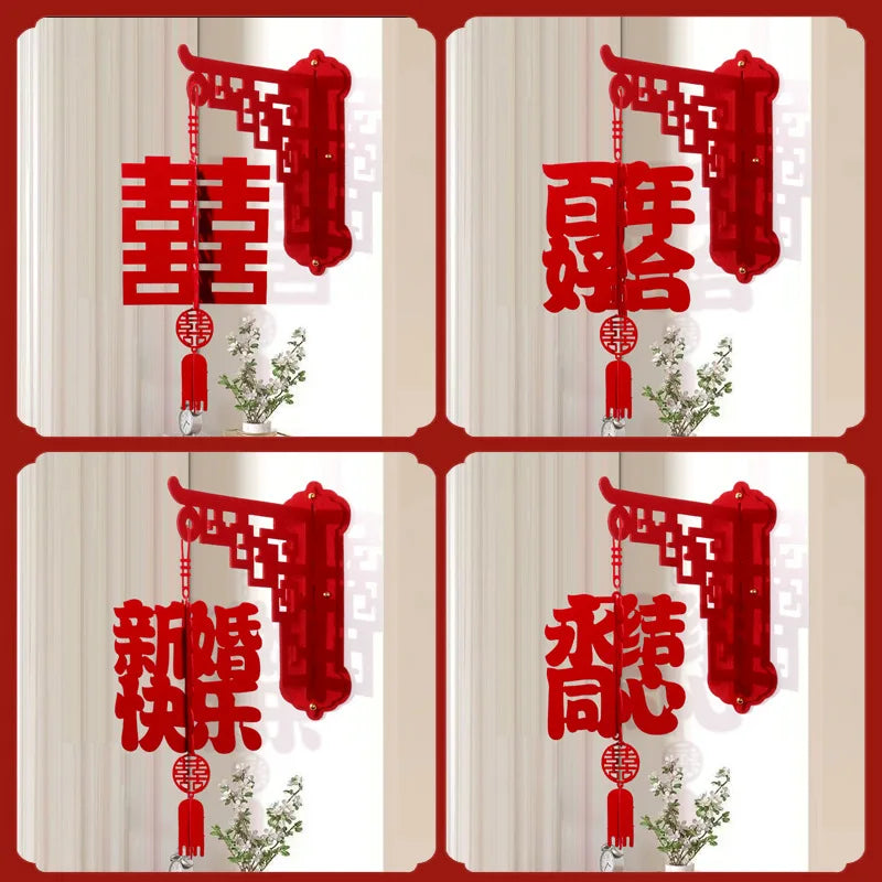 1 SET Chinese Wedding New Year Decoration Double Happiness Wedding Decoration Red Hanging Pendant Traditional Pendant Ornament