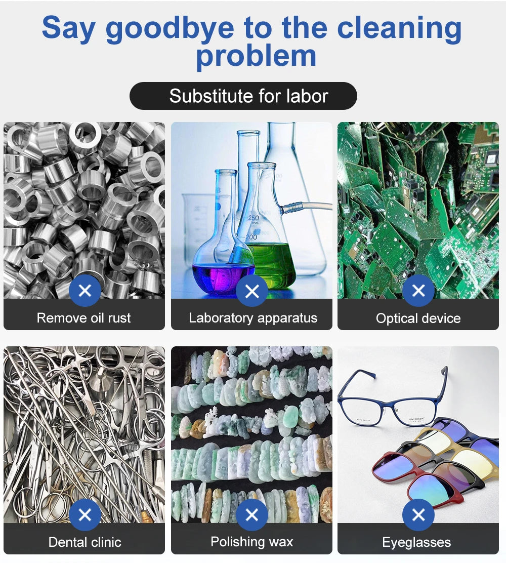 800ml Household Digital Ultrasonic Cleaner 60W Stainless Steel Bath 110V 220V Degas Ultrasound Washing for Watches Jewelry