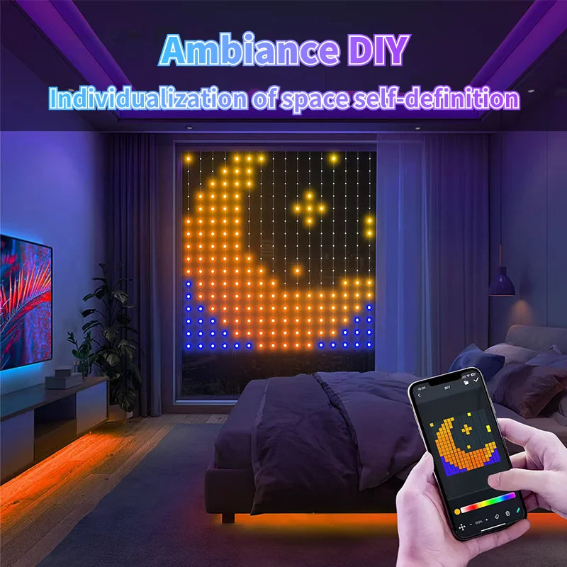 USB LED Smart Curtain Lights RGB Fairy Lights Bluetooth App Control DIY Music Sync Party Decor for Bedroom Window