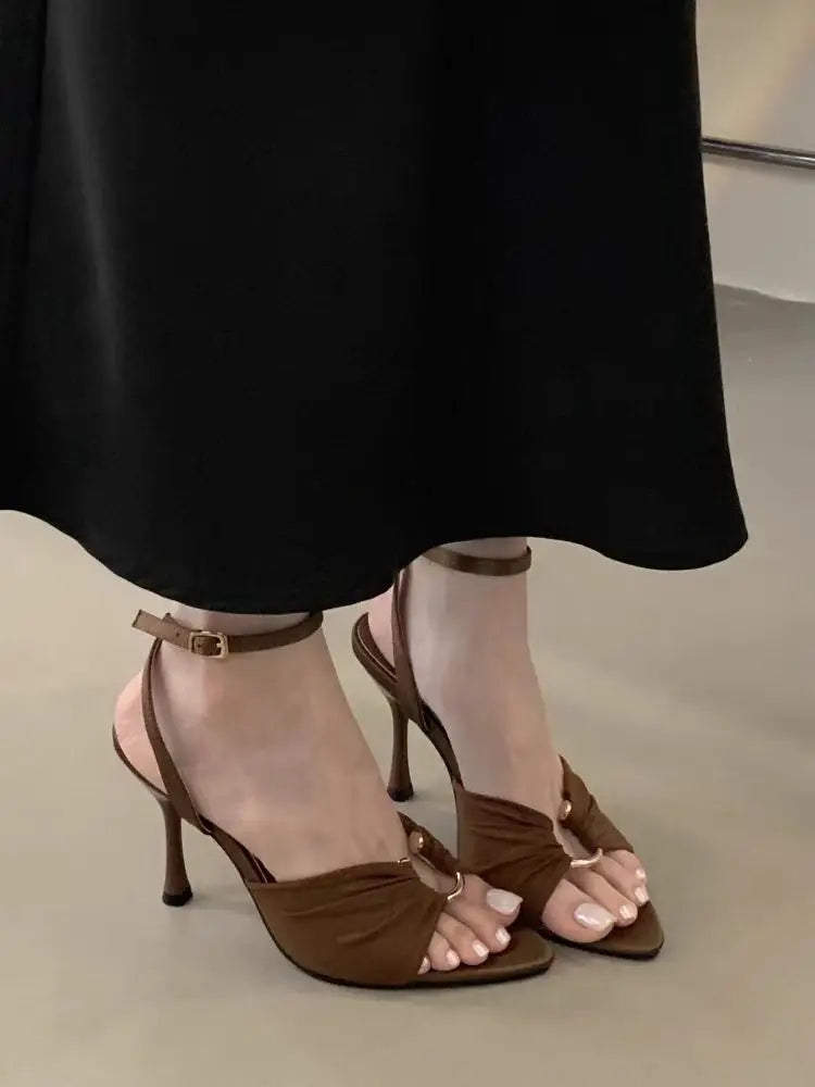 Sexy Super-high Heels Women Sandals Fad Pointed Toe Heeled Shoes 2025 Summer Stilettos Pumps Elegant Slingback Chaussures Femme