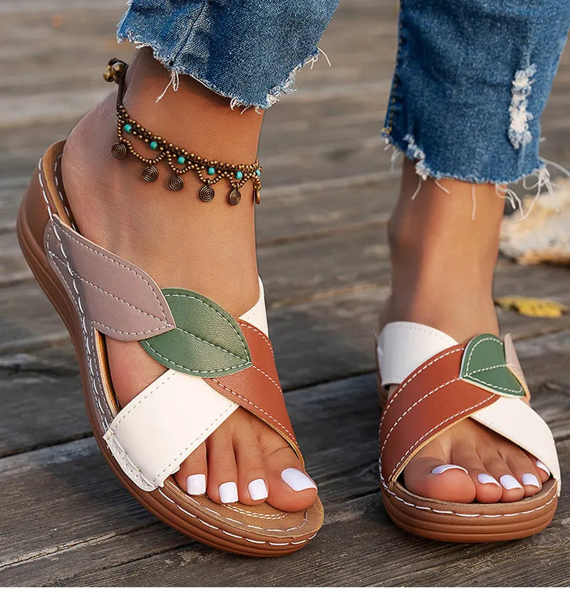 Women's Sandals 2025 Summer Shoes Woman Mix Color Heels Sandals Summer Women Slippers Elegant Heeled Footwear Chaussures Femme