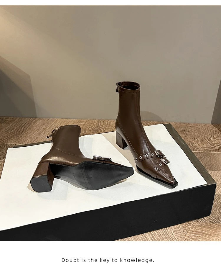 Ankle High Heels Women Chelsea Boots Sexy Pointed Toe Designer Shoes New Brand Winter 2024 Shoes Dress Gladiator Lady Chaussures