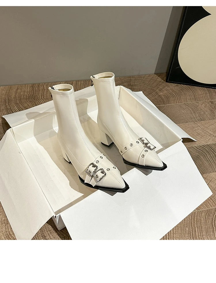 Ankle High Heels Women Chelsea Boots Sexy Pointed Toe Designer Shoes New Brand Winter 2024 Shoes Dress Gladiator Lady Chaussures