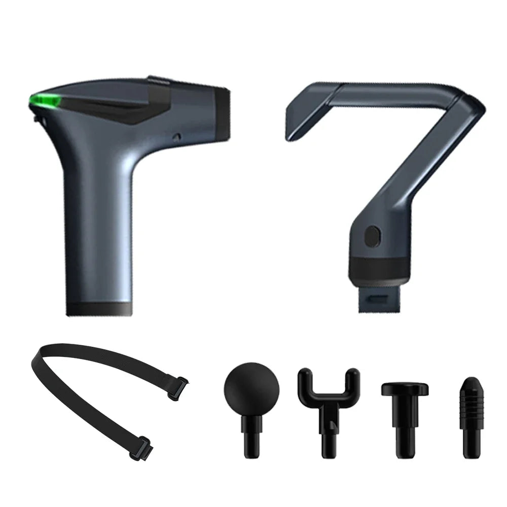 Fascia Massage Gun High Frequency Muscle Massage Gun Professional Body Back Shoulder Neck Waist Massager with Bent Long Handle