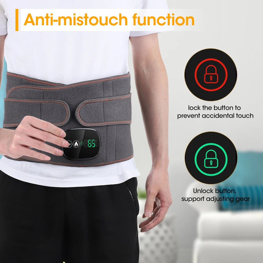 Heating Vibration Massager Belt, Red Light Hot Compress Waist Support Brace Waist Back Massage Lumbar Support Belt Health Care
