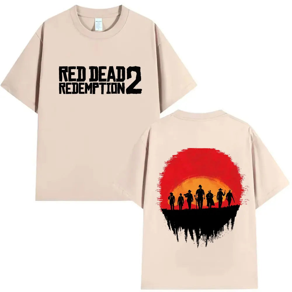 Retro Red Dead Redemption 2 Graphic Men's and Women's Fashion Trend 2025 Summer Print 100% Pure Cotton Loose Casual T-shirt