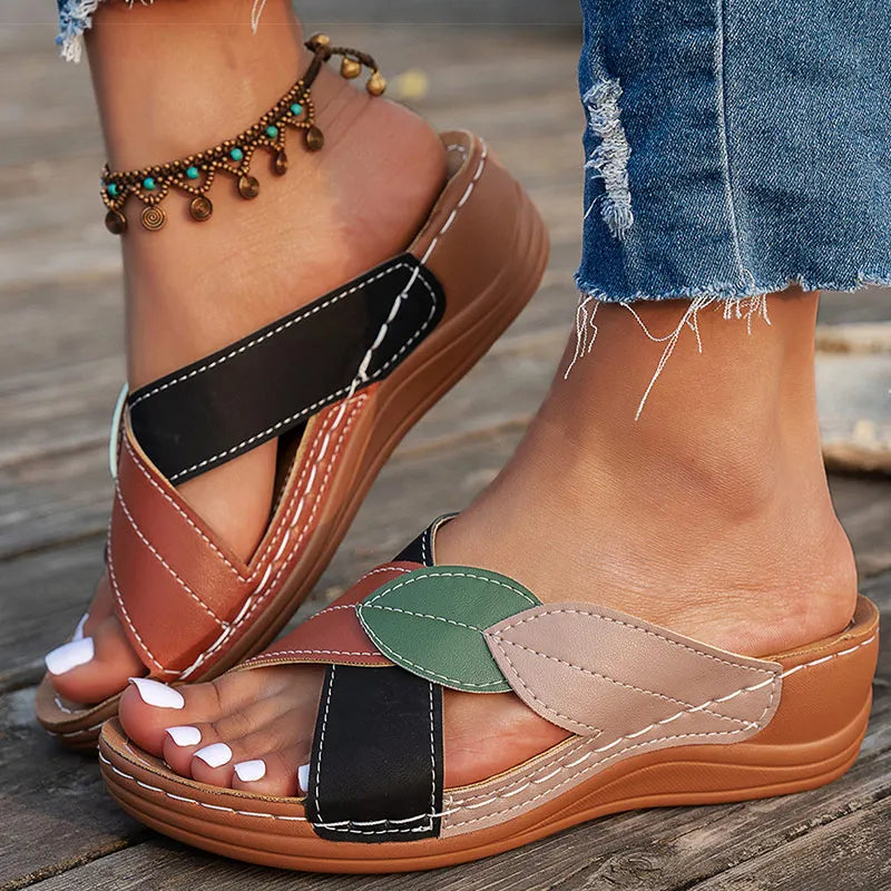 Women's Sandals 2025 Summer Shoes Woman Mix Color Heels Sandals Summer Women Slippers Elegant Heeled Footwear Chaussures Femme