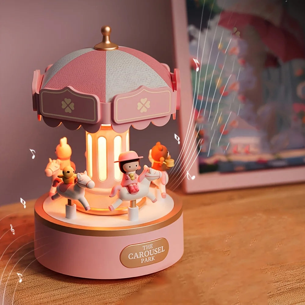Christmas style carousel&small flame music box ambient light, rechargeable night light, Christmas, birthday decorative light