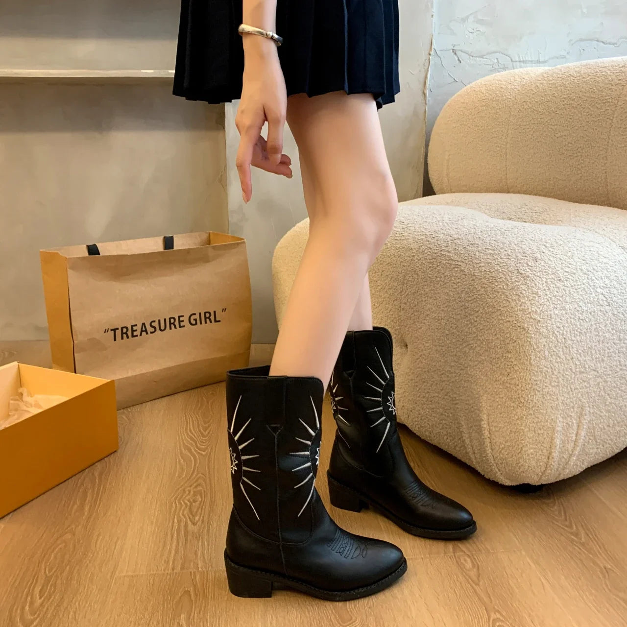 Women Ankle Boots Fashion Shoes Mid Heels Casual New 2024 Winter Sexy Women Boots Party Designer Elegant Pumps Chaussures Femme
