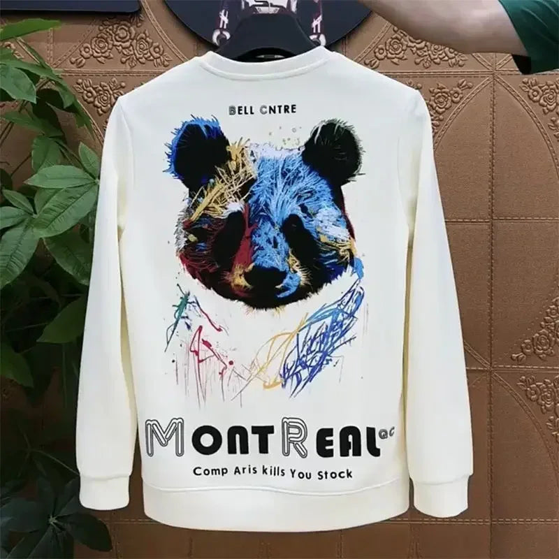 Fashion Trends 2025 T Shirt for Men Printed Tight Slim Fit Man Pullovers Streetwear High Brand Bulk Aesthetic Social Sweatshirts