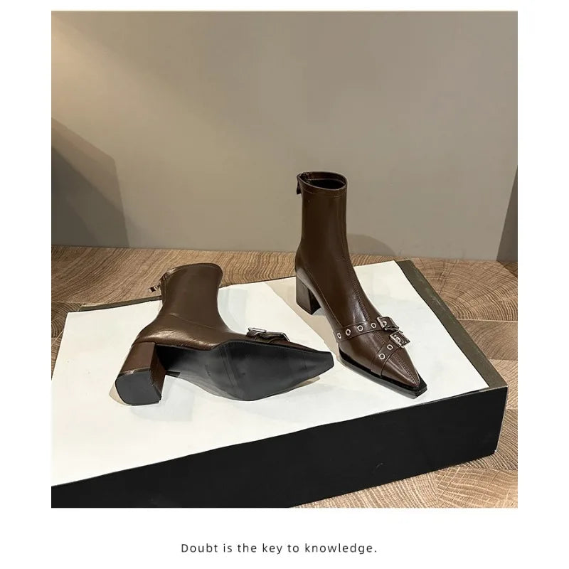 Ankle High Heels Women Chelsea Boots Sexy Pointed Toe Designer Shoes New Brand Winter 2024 Shoes Dress Gladiator Lady Chaussures