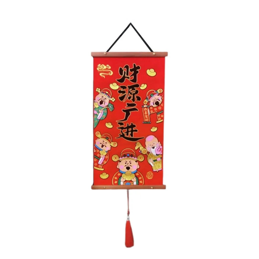 Velvet Chinese New Year Decoration Cartoon Traditional New Year Door Couplet with Tassel Blessing Words Spring Couplet Pendant