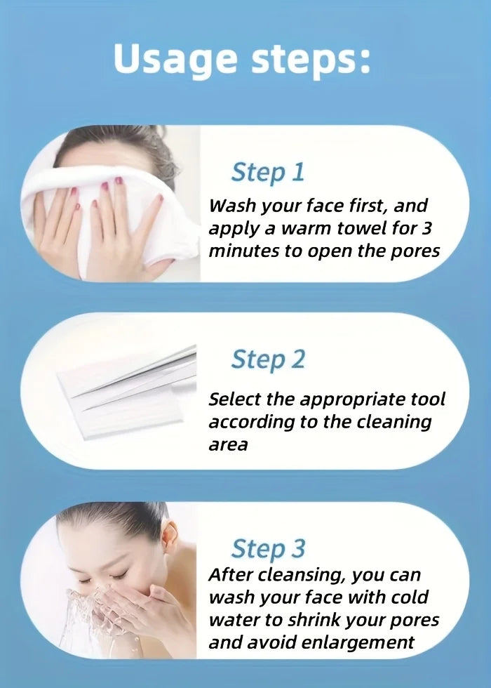 15pcs Facial Cleansing Beauty Tool Set Stainless Steel Pliers Cell Clips,Comedone Extractor,Blackhead and Whitehead Removal Tool