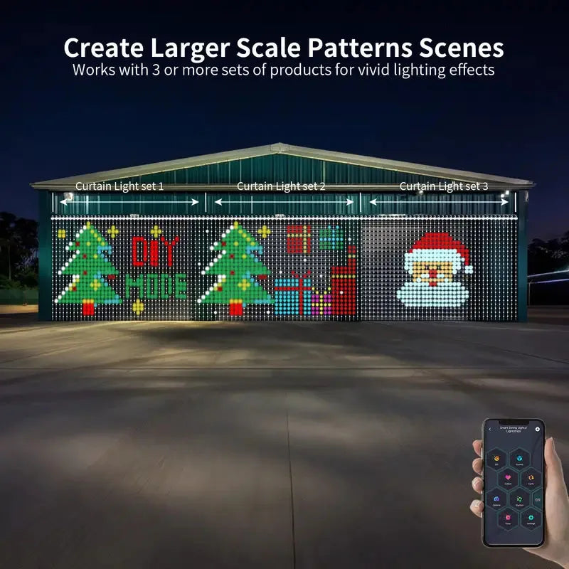 400LED Smart Curtain Lights 2*2M RGBIC Window Fairy Light APP Control Remote Music Mode for Home Halloween Christmas Decor