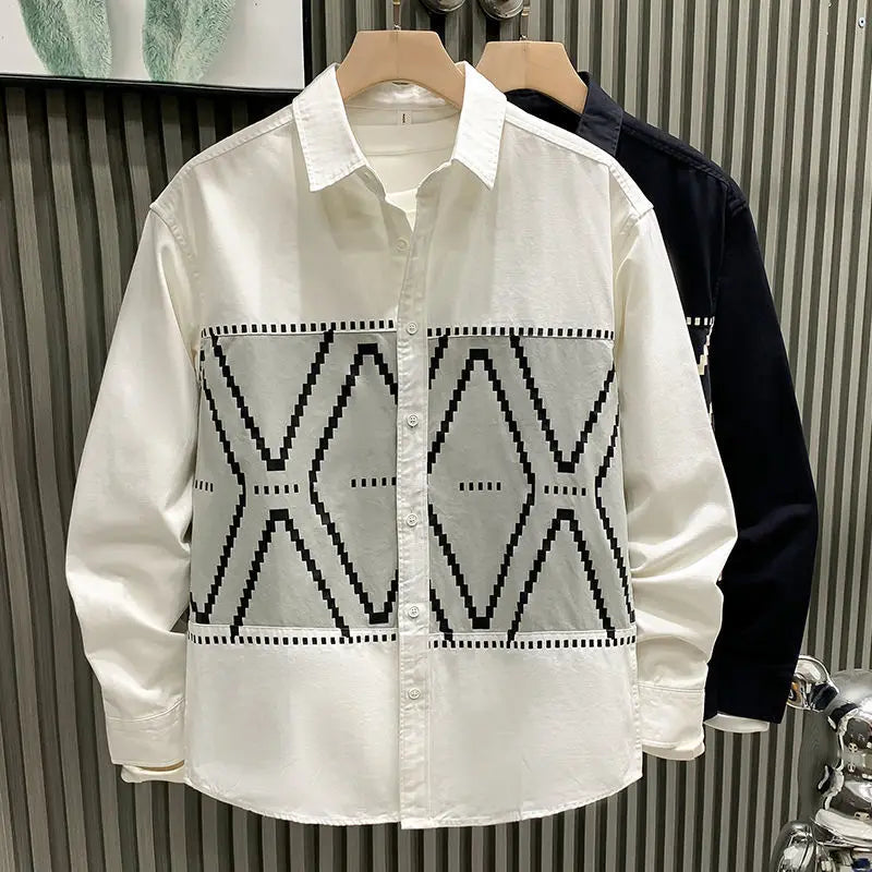 2025 New Men Trendy Spring and Autumn Long-sleeved Shirts Light Luxury Trendy High-end Niche Handsome and Versatile Tops