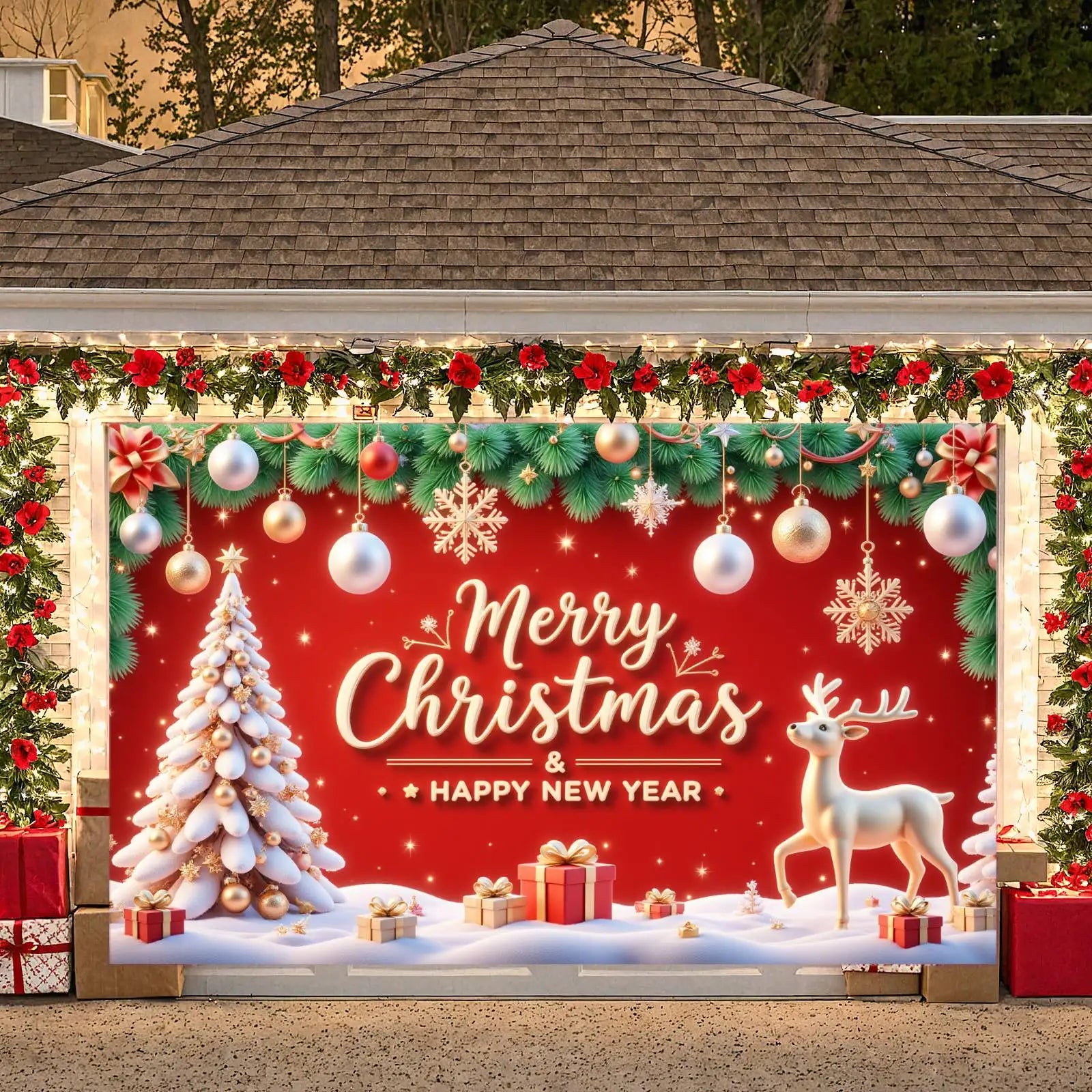 Merry Christmas Holiday Banner Decorative Ornaments New Year Decorative for Holiday Party Winter Celebration Home Decoration