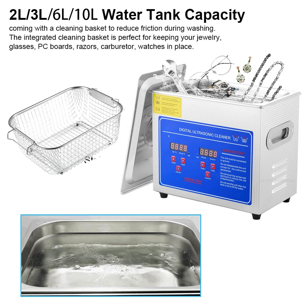 Ultrasonic Cleaner 2L 3L 6L 10L Ultrasound Bath for Glasses Jewelry Lens Board Cleaner Ultrasonic Washing Machine Dishwasher