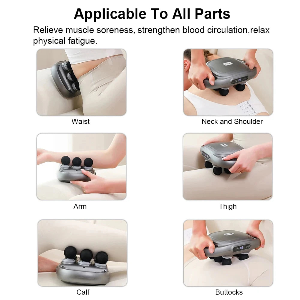 Professional Fascia Massage Gun – 6 Attachments for Muscle Relief in Back Shoulders Waist & Full Body Fascia Massage