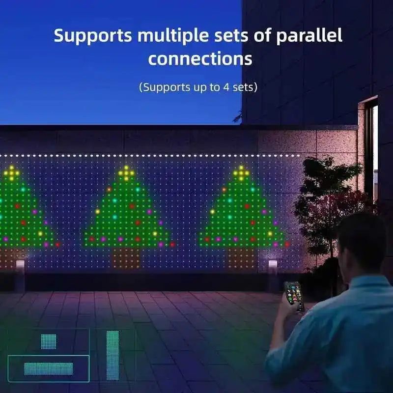 Smart RGB LED Curtain Lights RGB LED String Light AppControl USB DIY Text Animation Display Music Sync for Christmas Party Decor