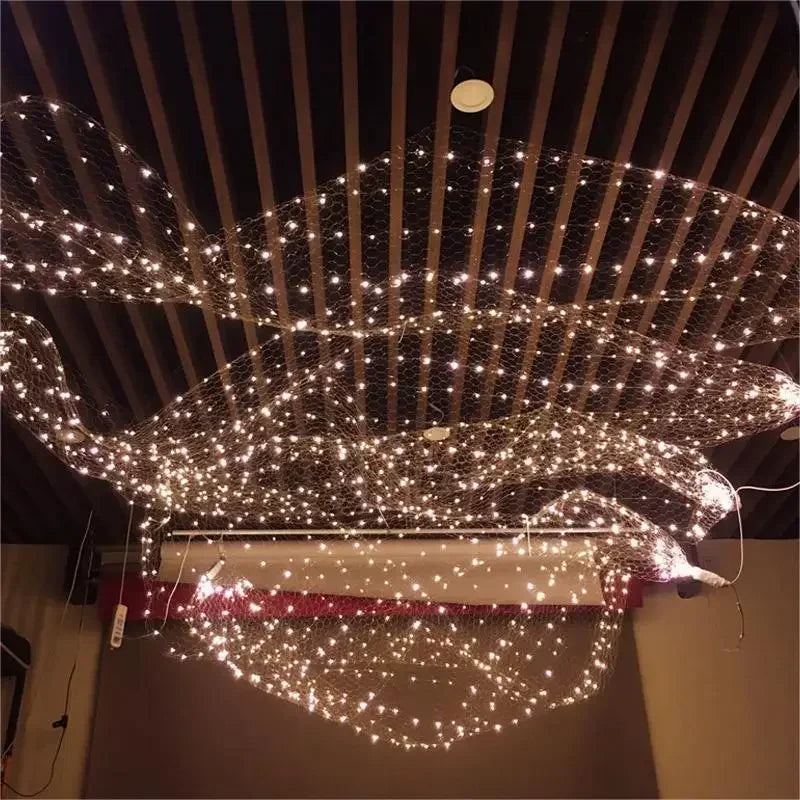 DIY Wedding Christmas Birthday Ceiling Decoration Wrought Iron Luminous Lamp Beads Starry Sky Net Stage Photography Scene Layout