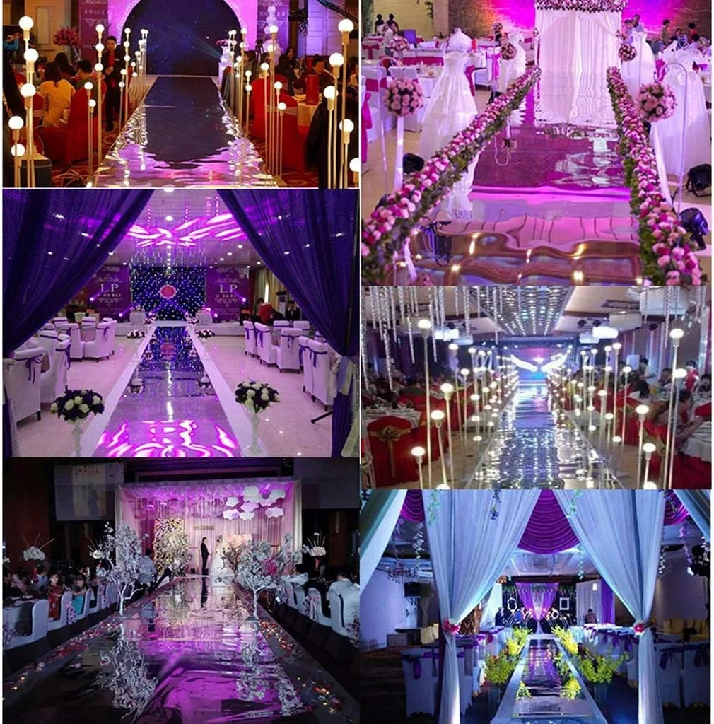 Luxury Wedding Centerpieces Mirror Carpet Aisle Runner 1M Wide For Wedding T Station Decoration White Gold Silver Purple Color