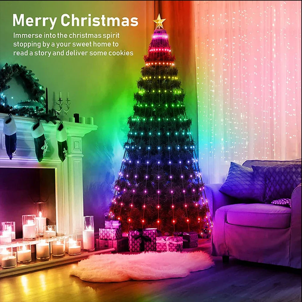 Christmas Tree Star Lights Smart RGB Christmas Light with Remote Timer Music Sync Bluetooth App Controlled Holiday Lighting