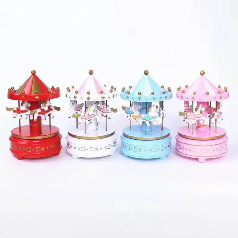 Carrossel caixa de música bolo ornamento decorativo presente aniversário do bebê brinquedos romântico ornamento desktop natal de