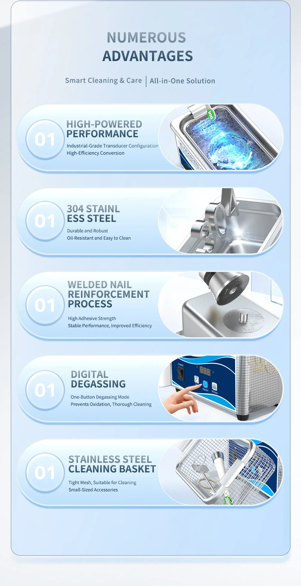 800ml Household Digital Ultrasonic Cleaner 60W Stainless Steel Bath 110V 220V Degas Ultrasound Washing for Watches Jewelry