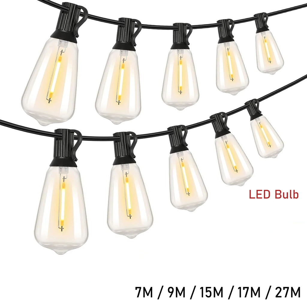 Festoon ST38 LED Globe String Fairy Lights Outdoor Dimmable For Christmas Party Garden Decor Garland Lamp Street Patio Backyard