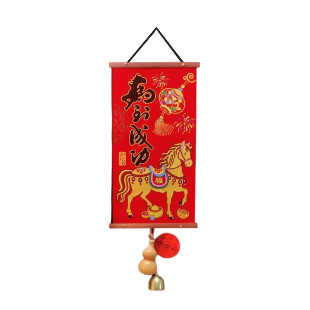 Velvet Chinese New Year Decoration Cartoon Traditional New Year Door Couplet with Tassel Blessing Words Spring Couplet Pendant
