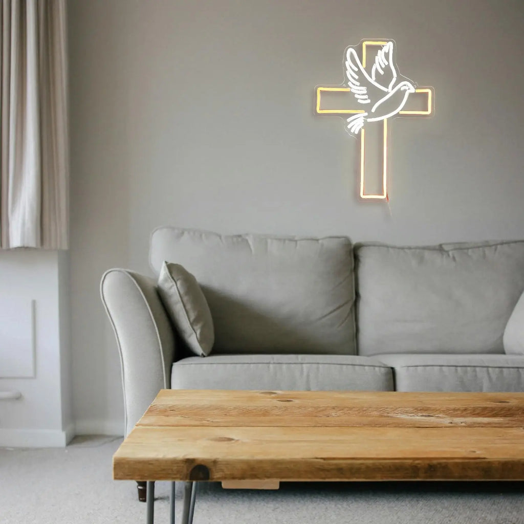 Jesus Cross Neon Sign Light, Led Neon Sign Bedroom Home Decoration Neon Sign, Wall Decor Christmas New Year Christian