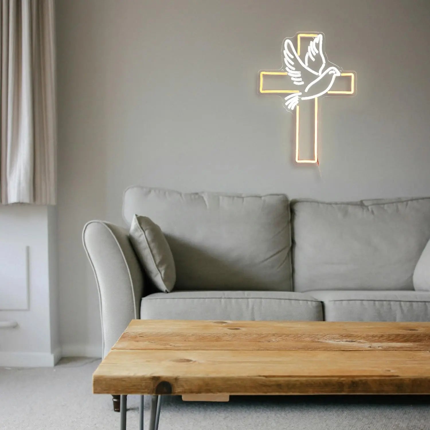 Jesus Cross Neon Sign Light, Led Neon Sign Bedroom Home Decoration Neon Sign, Wall Decor Christmas New Year Christian