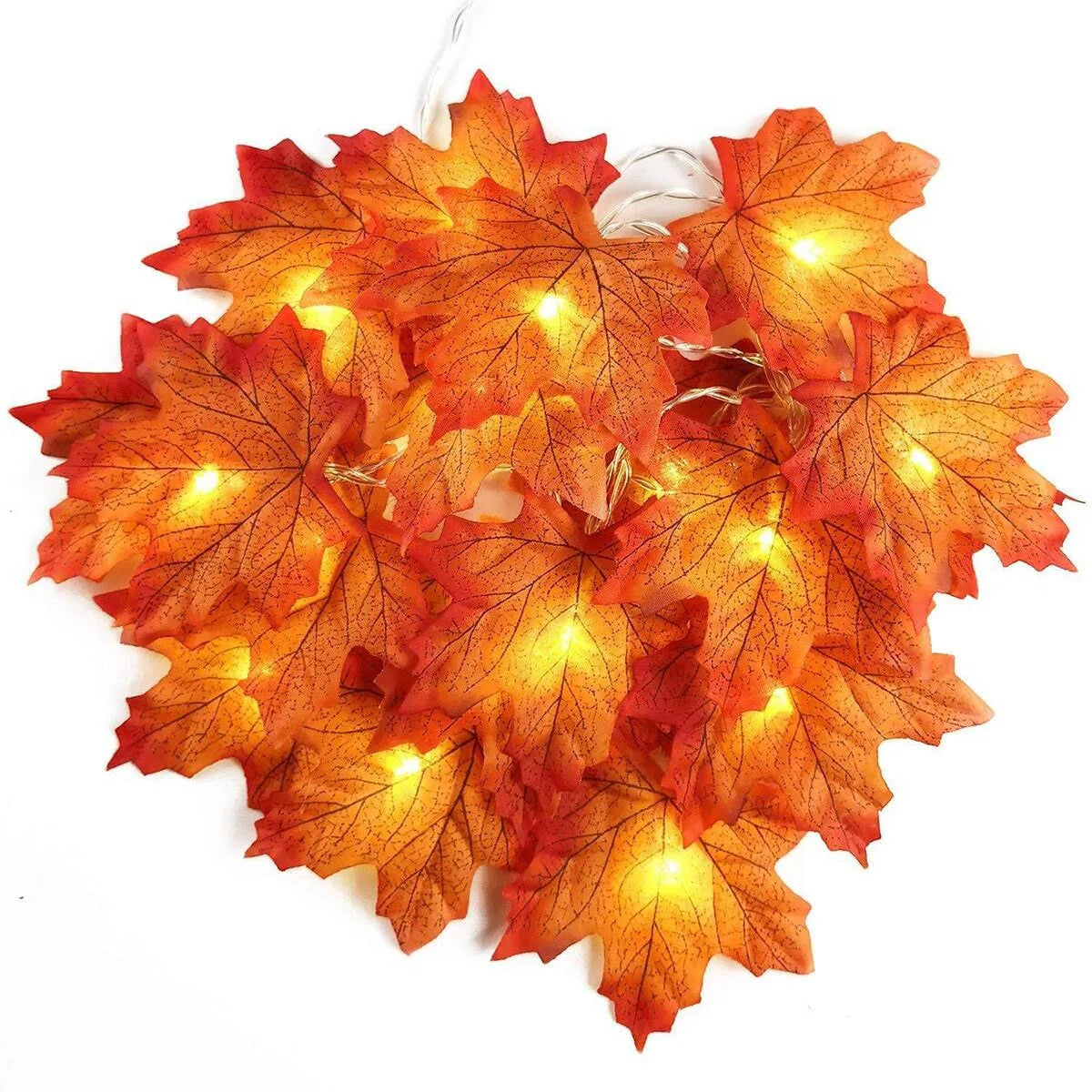 1Pack Fall Decor Garland for Home LED Maple Leaves Fall Lights Garland Waterproof Harvest Thanksgiving Halloween Decoration
