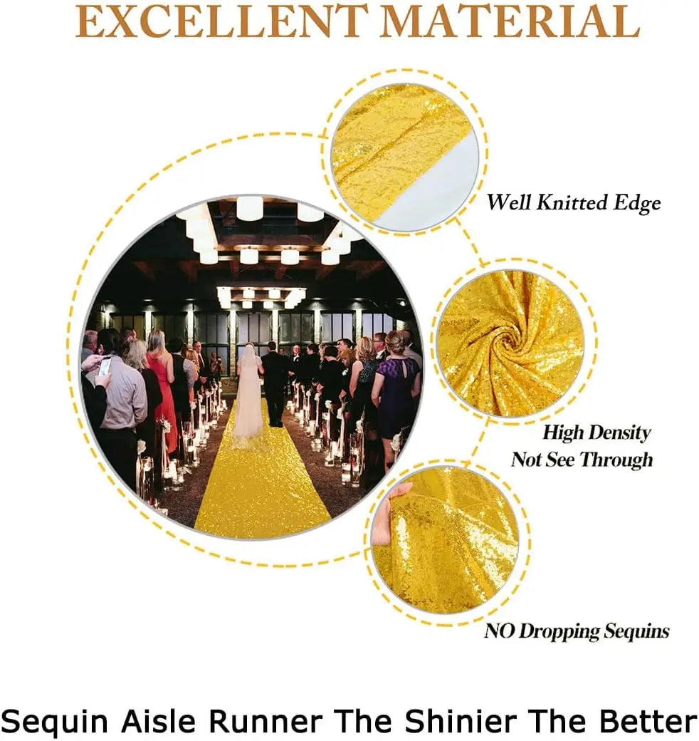 Gold Aisle Runners Carpet Runner for Party Glitter Runner Reusable Decor for Wedding Ceremony,Receptions,Events Christmas Decor