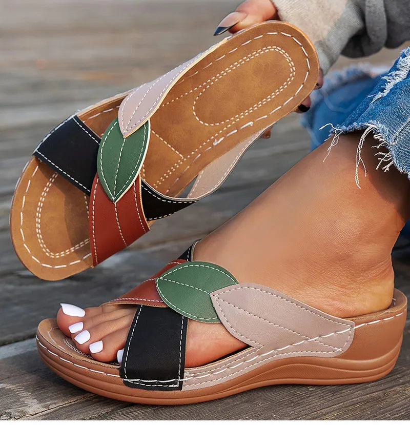 Women's Sandals 2025 Summer Shoes Woman Mix Color Heels Sandals Summer Women Slippers Elegant Heeled Footwear Chaussures Femme