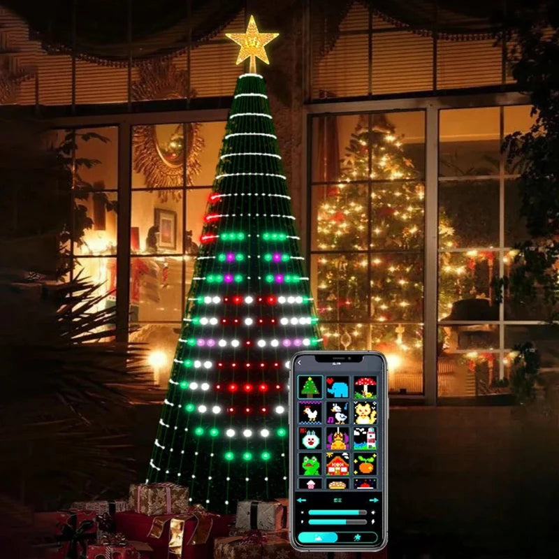 Christmas Tree Star Lights Smart RGB Christmas Light with Remote Timer Music Sync Bluetooth App Controlled Holiday Lighting