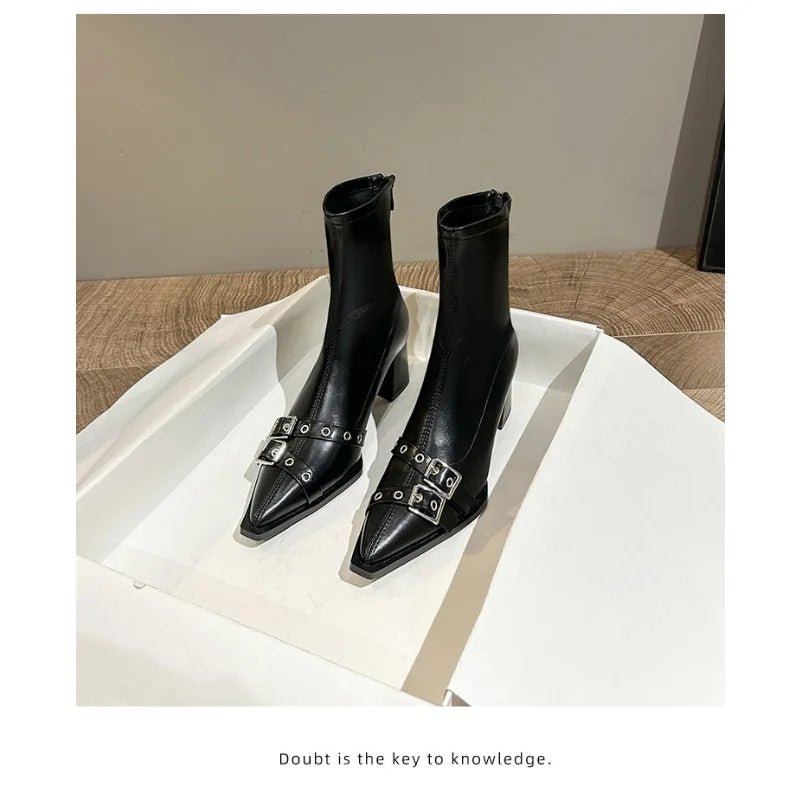 Ankle High Heels Women Chelsea Boots Sexy Pointed Toe Designer Shoes New Brand Winter 2024 Shoes Dress Gladiator Lady Chaussures