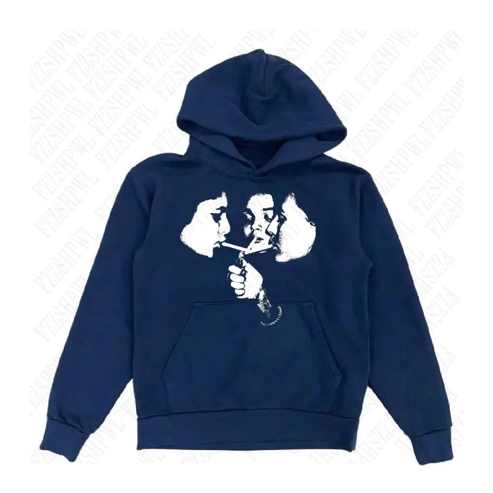 2025 hot trend 2000s men's fashion Harajuku Gothic pattern sports hoodie retro punk hip-hop casual streetwear