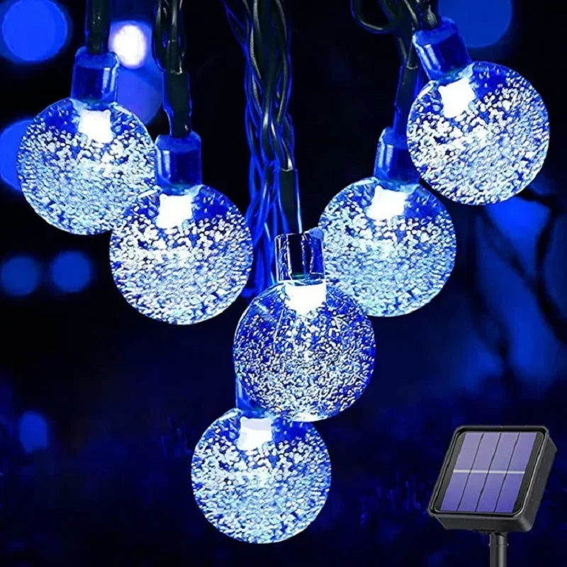 Solar Crystal Globe LED String Lights 60 LED 8 Lighting Modes IP65 Fairy Light Christmas Garland For Garden Party Decor 1pc/2pcs