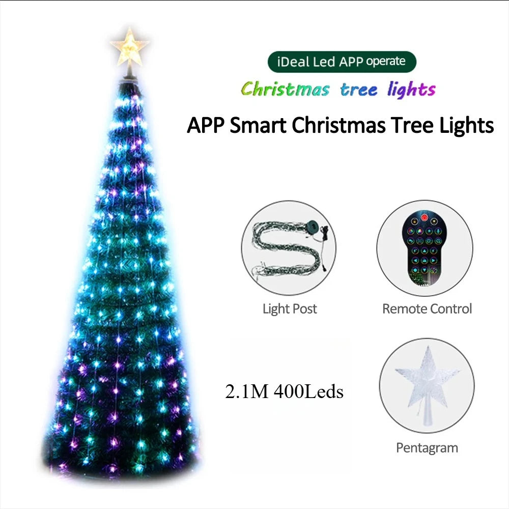 Christmas Tree Star Lights Smart RGB Christmas Light with Remote Timer Music Sync Bluetooth App Controlled Holiday Lighting