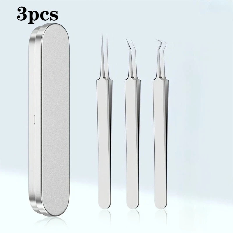 15pcs Facial Cleansing Beauty Tool Set Stainless Steel Pliers Cell Clips,Comedone Extractor,Blackhead and Whitehead Removal Tool