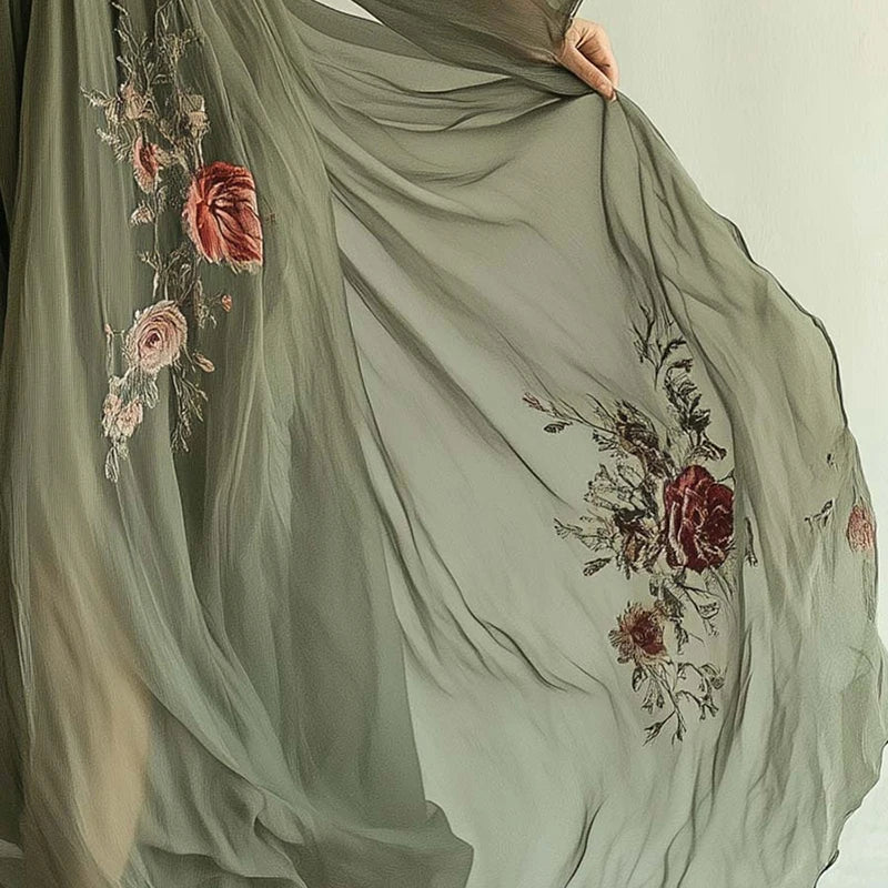 Women's Clothing Trend 2025 Spring Long Sleeve High Waist Evening Dresses Sexy V Neck Floral Printed Boho Holiday Dress Vestidos