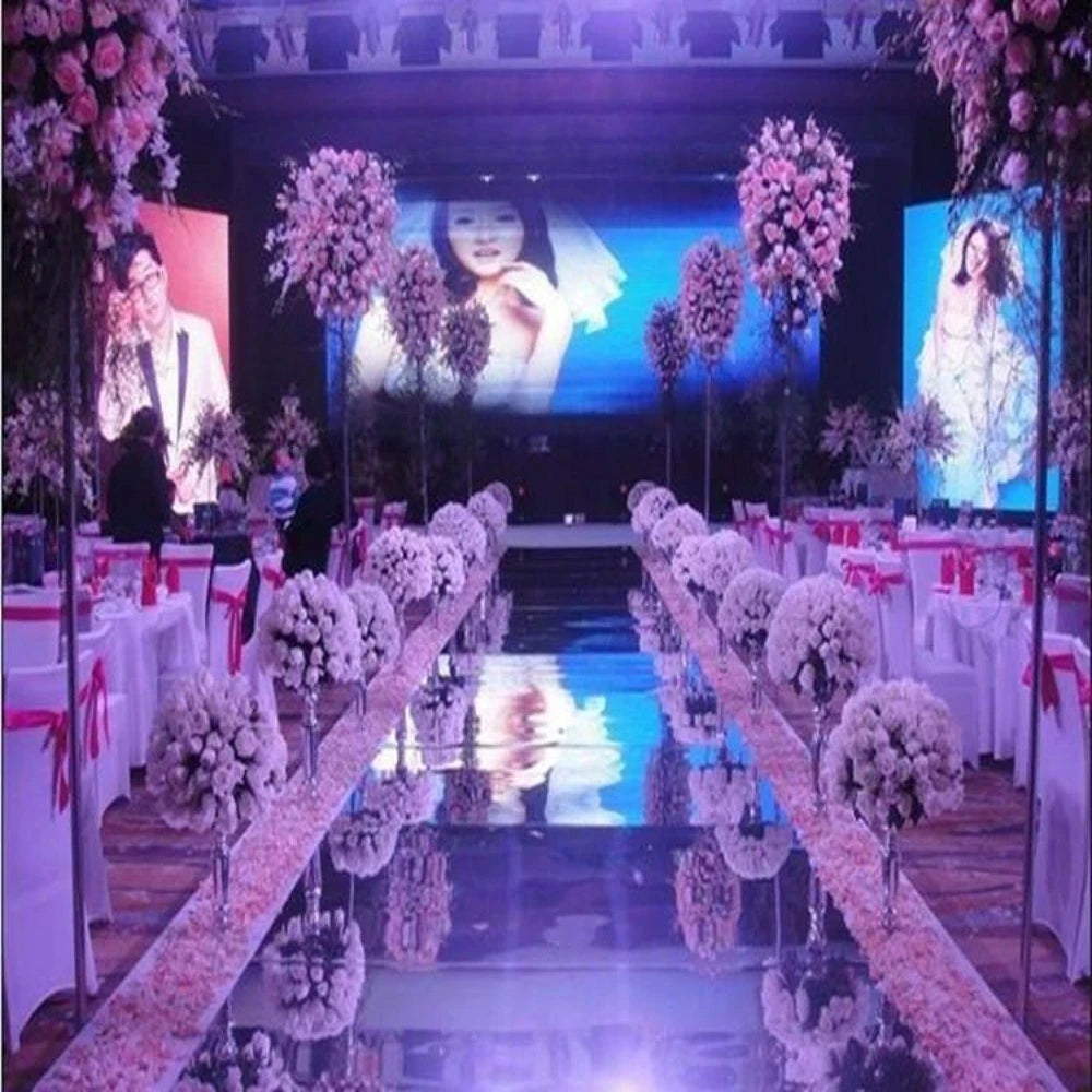 Luxury Wedding Centerpieces Mirror Carpet Aisle Runner 1M Wide For Wedding T Station Decoration White Gold Silver Purple Color
