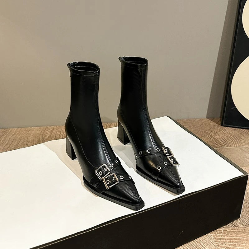 Ankle High Heels Women Chelsea Boots Sexy Pointed Toe Designer Shoes New Brand Winter 2024 Shoes Dress Gladiator Lady Chaussures