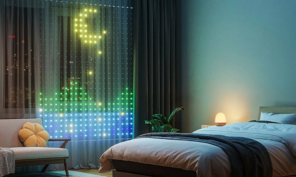 400LED Smart Curtain Lights 2*2M RGBIC Window Fairy Light APP Control Remote Music Mode for Home Halloween Christmas Decor