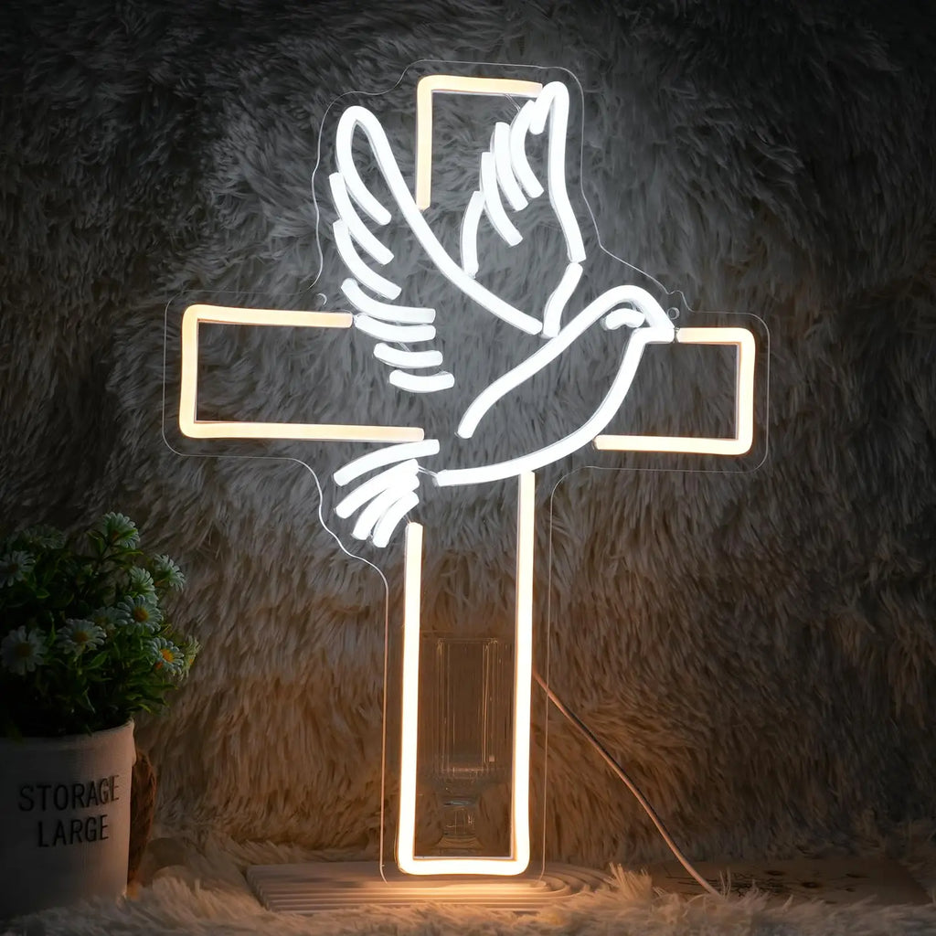 Jesus Cross Neon Sign Light, Led Neon Sign Bedroom Home Decoration Neon Sign, Wall Decor Christmas New Year Christian