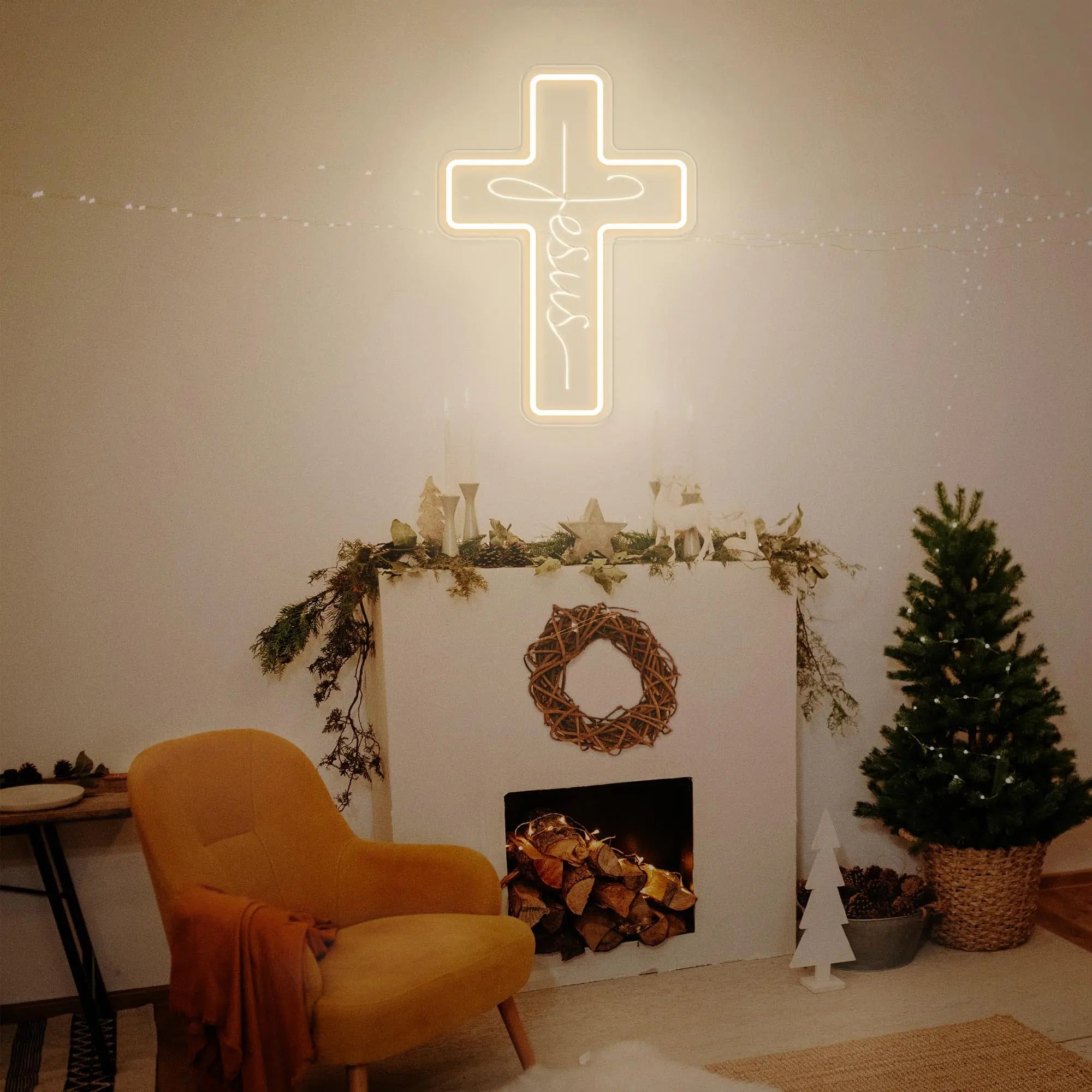 Jesus Cross Neon Sign Light, Led Neon Sign Bedroom Home Decoration Neon Sign, Wall Decor Christmas New Year Christian