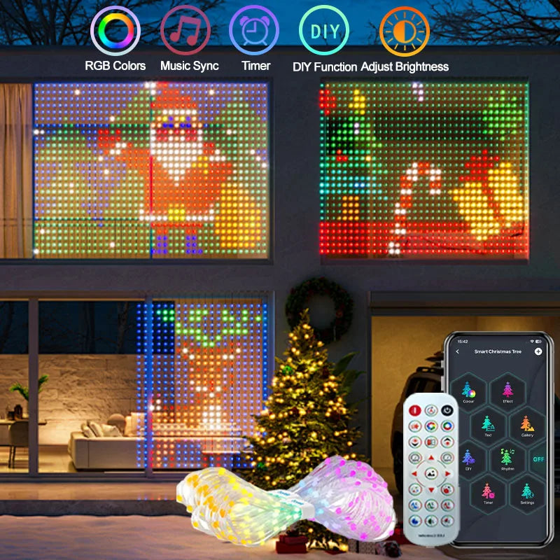 400LED Smart Curtain Lights 2*2M RGBIC Window Fairy Light APP Control Remote Music Mode for Home Halloween Christmas Decor