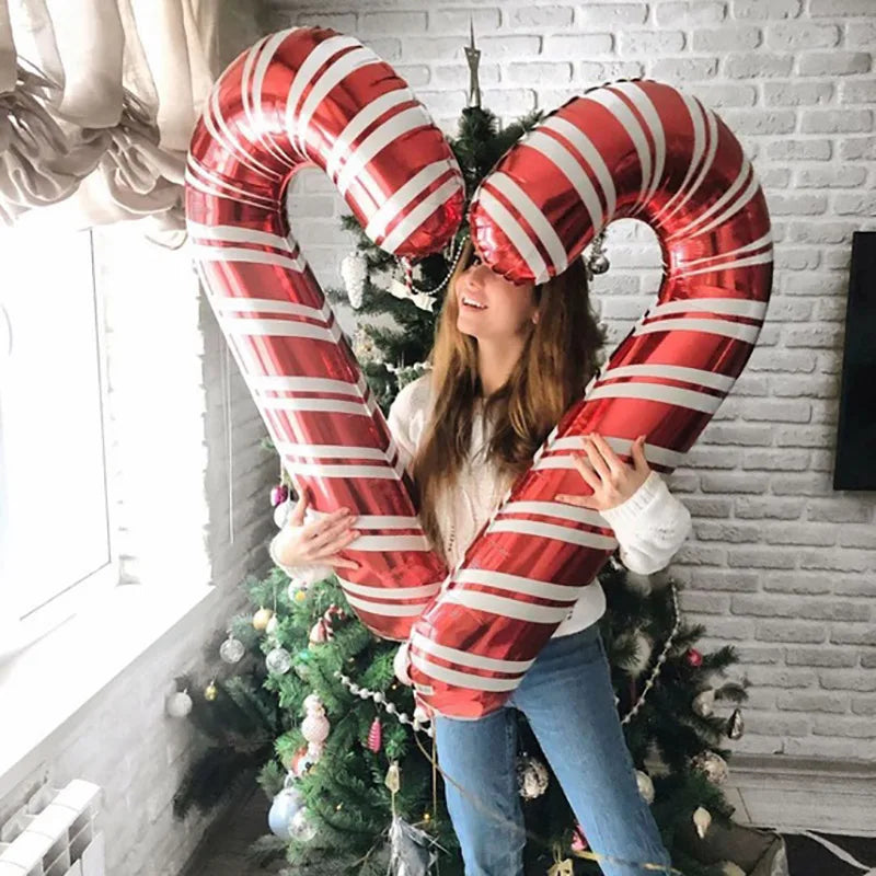 5pcs Big Christmas Candy Cane Stick Balloons Outdoor Candy Canes Decor for Xmas Decoration Supplies 2025 Navidad Decor supplies