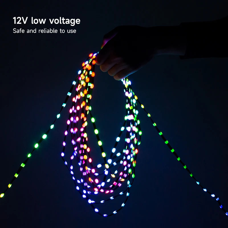 DC12V WS2811 3PIN pixel string signal RGB Addressable Fairy Lights for Room Decor, Ramadan, Outdoor IP68 Black Wire  Pitch